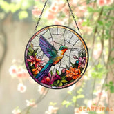 Hummingbirds and Wild Flowers Suncatcher Hummingbird Lovers Window Hanging Hummingbird Suncatcher Hummingbird Gifts